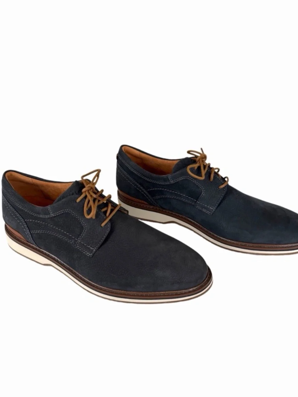 Clarks Mens Monahan Plain Navy Blue Nubuck Leather Casual Shoes 13M NWOB